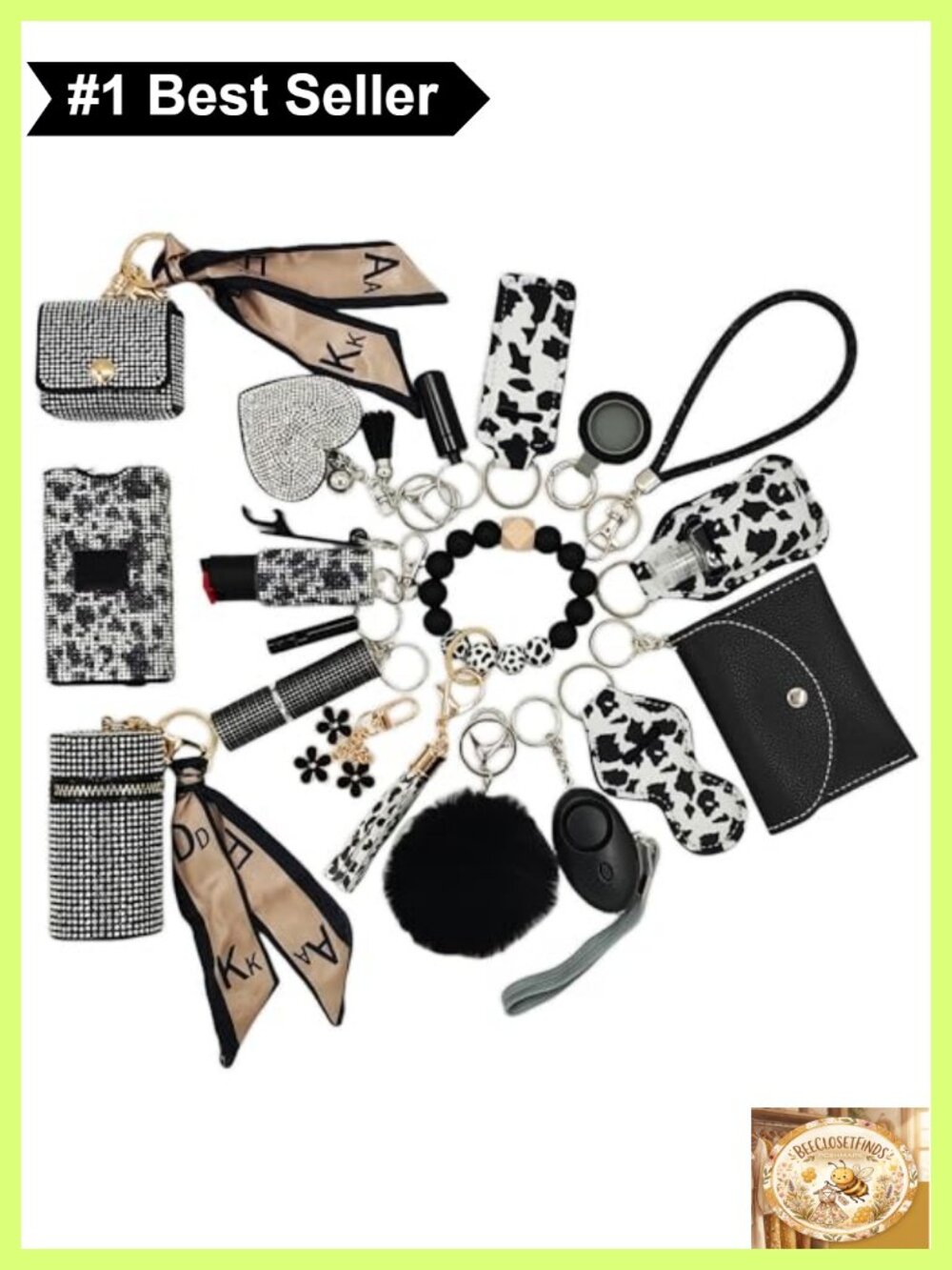 Synthetic Leather Keychain Set Card Holder Lanyard Wristlet Gift for Women
